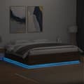 Miniatyrbilde 4 av 11: vidaXL Sengeramme med LED-lys brun eik 200x200 cm konstruert tre