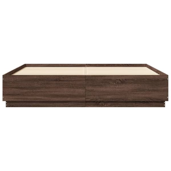 vidaXL Sengeramme med LED-lys brun eik 200x200 cm konstruert tre