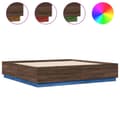 Miniatyrbilde 2 av 11: vidaXL Sengeramme med LED-lys brun eik 200x200 cm konstruert tre