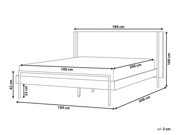 Sänky tumma puu MDF-levy 160 x 200 cm sängynpääty sälepohja mustat metallijalat
