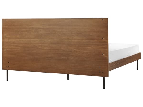 Seng med mørk treramme 160 x 200 cm høy sengegavl med metallben klassisk soveromdesign