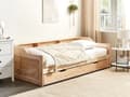 Miniatyrbilde 4 av 11: Daybed Dagseng Hvit furu med spileramme 90 x 200 cm 3 hyller Uttrekkbar seng for 2 personer Moderne skandinavisk gjesterom Barnerom Ungdomsrom
