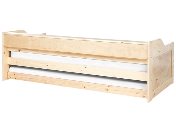 Daybed Dagseng Hvit furu med spileramme 90 x 200 cm 3 hyller Uttrekkbar seng for 2 personer Moderne skandinavisk gjesterom Barnerom Ungdomsrom
