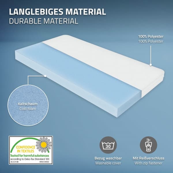 ML-Design metallsäng 90x200 cm på stålram med madrass H:16cm, lamellram, antracit, sängram av metall, robust, säng för barnrum, ungdomssäng, gästsäng