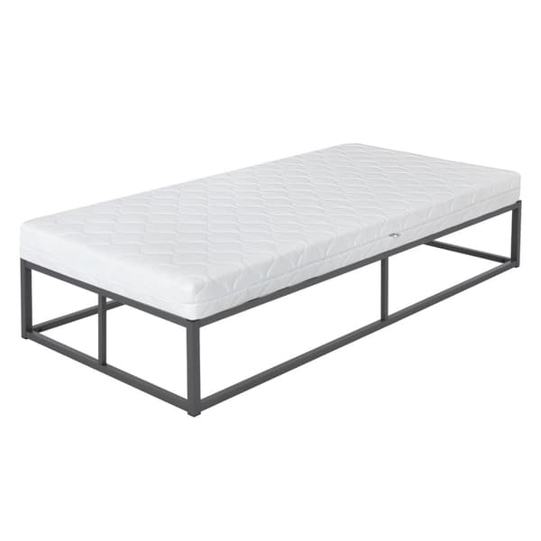 ML-Design metallsäng 90x200 cm på stålram med madrass H:16cm, lamellram, antracit, sängram av metall, robust, säng för barnrum, ungdomssäng, gästsäng