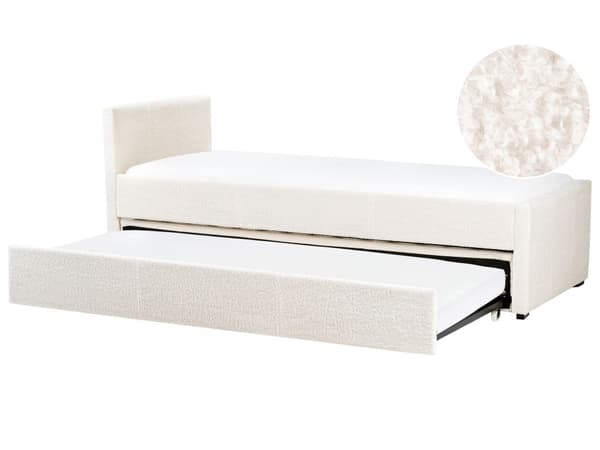 Sohvasänky vaalea beige kangas verhoiltu 80 x 200 cm sälepohja ulosvedettävä lisävuode moderni