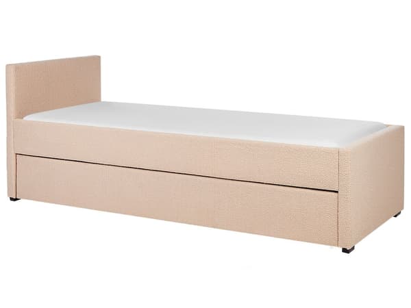 Sohvasänky persikanpunainen kangas verhoiltu 80 x 200 cm sälepohja ulosvedettävä lisävuode moderni