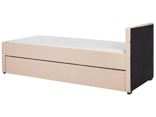 Bäddsoffa Persikorosa Boucle Klädsel Liten Enkel storlek 80 x 200 cm Gäst Underbädd