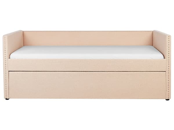 Underseng ferskenfarget fløyel Trelameller 90 x 200 cm Dagseng Glamour Dekorative knapper minimalistisk kompakt skandinavisk