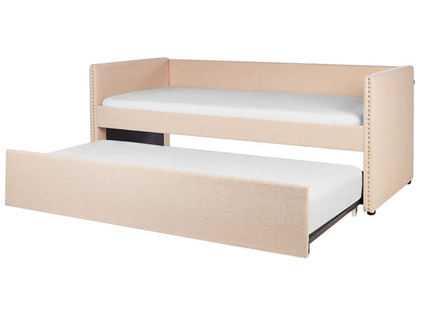 Underseng ferskenfarget fløyel Trelameller 90 x 200 cm Dagseng Glamour Dekorative knapper minimalistisk kompakt skandinavisk