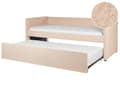 Miniatyrbilde 1 av 11: Underseng ferskenfarget fløyel Trelameller 90 x 200 cm Dagseng Glamour Dekorative knapper minimalistisk kompakt skandinavisk