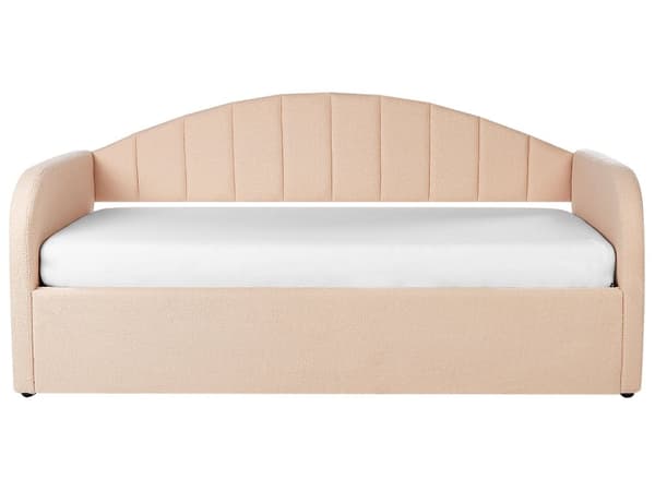Rosa Bouclé uttrekkbar seng 90 x 200 cm med ramme Polstret Moderne Glamourous gjesterom Barnerom