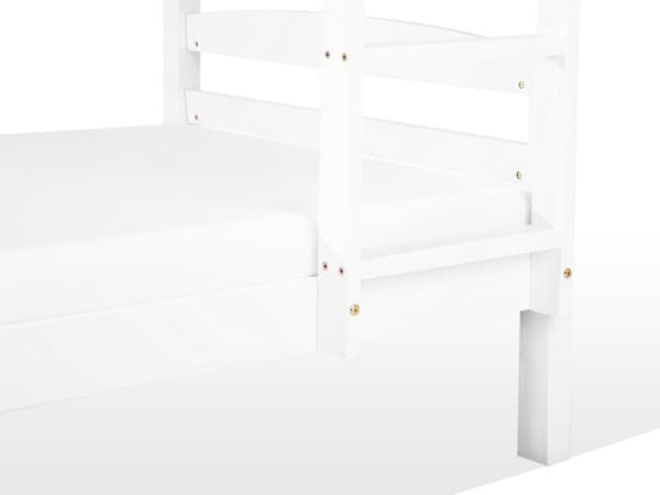 Køjeseng Hvid Fyrretræ 90 x 200 cm Høj Træseng til 2 med Stige til Børneværelse Skandinavisk Design Dobbeltseng Indretning