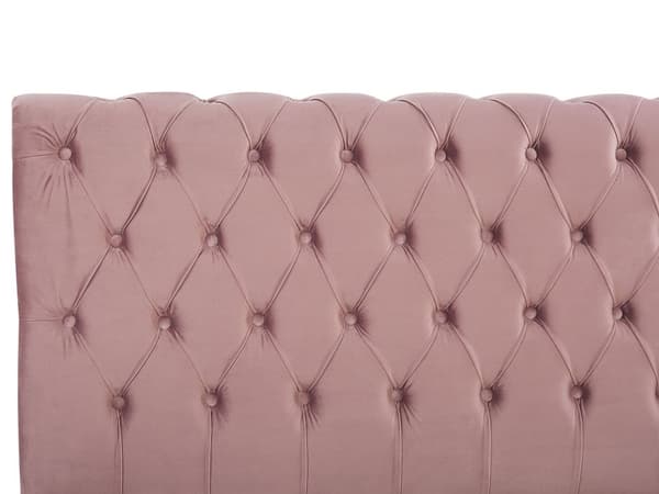 Seng med Lyserød Velourramme 160 x 200 cm med Quiltet Sengegavl Glamourstil