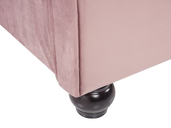 Seng med Lyserød Velourramme 160 x 200 cm med Quiltet Sengegavl Glamourstil