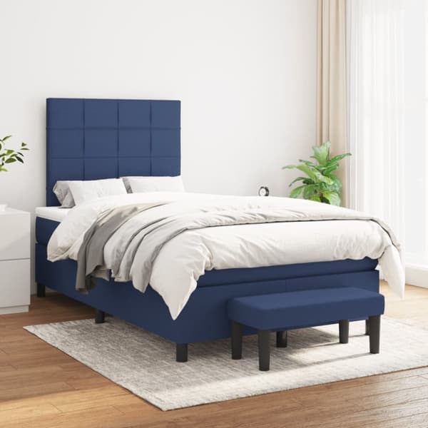 vidaXL kontinentalseng med madras 120x190 cm stof blå