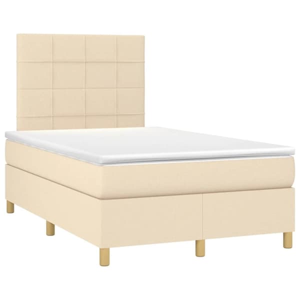vidaXL kontinentalseng med madras 120x190 cm stof cremefarvet