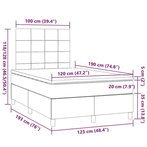 vidaXL kontinentalseng med madras 120x190 cm stof cremefarvet