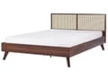 Miniatyrbillede 1 af 10: Seng Mørkt Træ 180 x 200 cm Moderne Dobbeltseng med Sengegavl To Mands Lav Sengeramme Minimalistisk Design Træseng