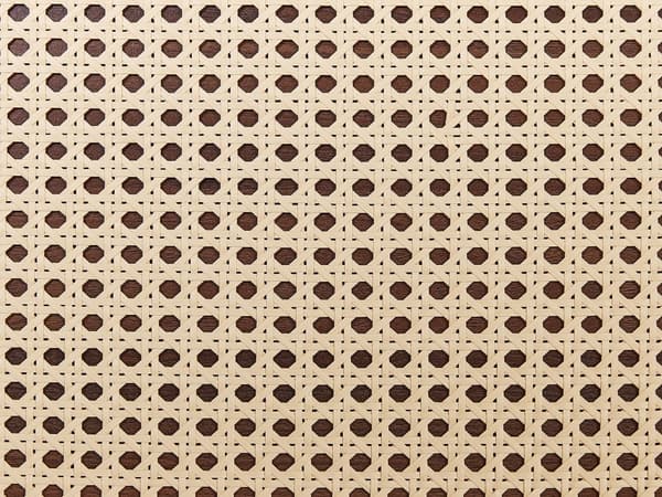 Säng med panel Mörkt trä Rotting Spånskiva Dubbel 140 x 200 cm Spjälram Sängbotten Flätad Sänggavel Modern Boho
