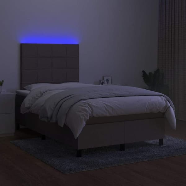 vidaXL kontinentalseng med LED-lys 120x190 cm stof gråbrun