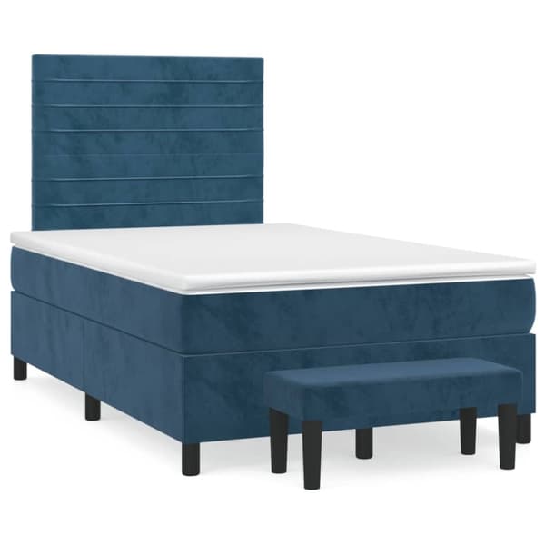 vidaXL kontinentalseng med madras 120x190 cm velour mørkeblå