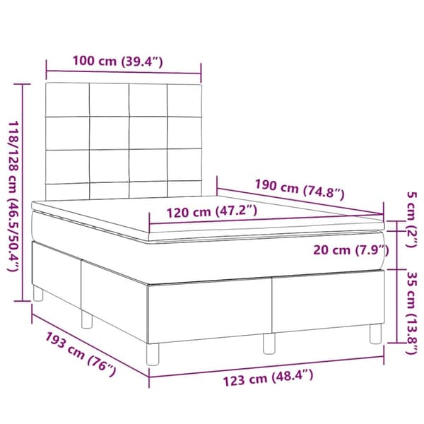 vidaXL kontinentalseng med madras 120x190 cm stof gråbrun