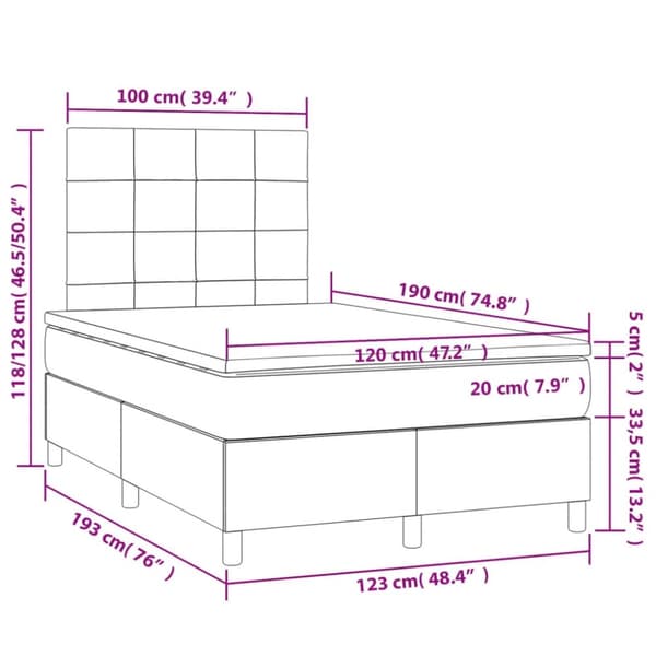 vidaXL kontinentalseng med madras 120x190 cm stof gråbrun