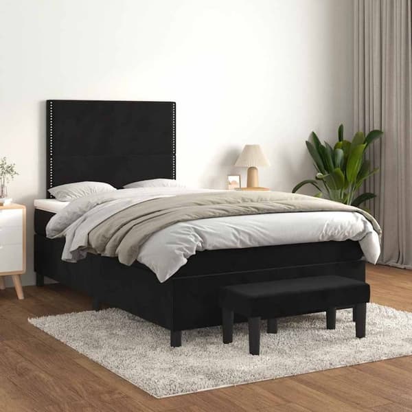 vidaXL kontinentalseng med madras 120x190 cm velour sort