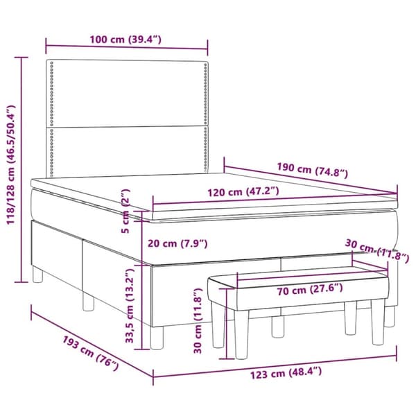 vidaXL kontinentalseng med madras 120x190 cm velour sort