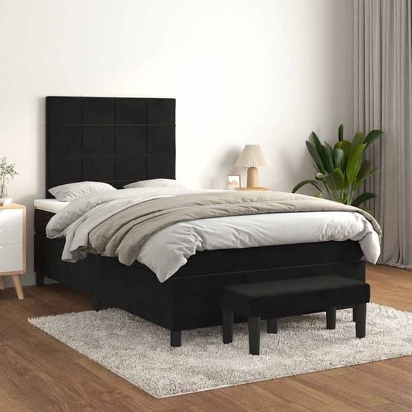 vidaXL kontinentalseng med madras 120x190 cm velour sort