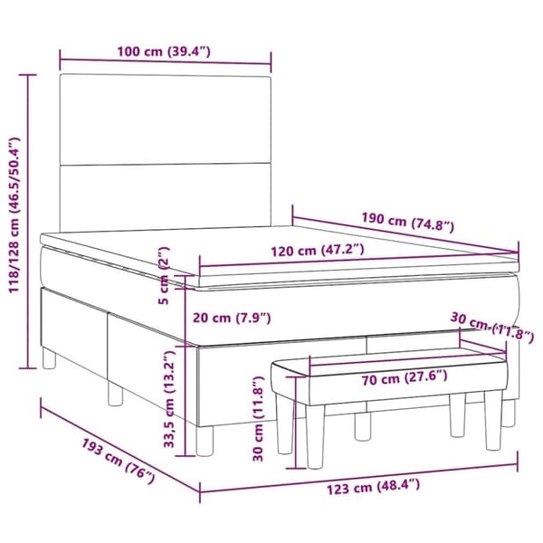 vidaXL kontinentalseng med madras 120x190 cm velour sort