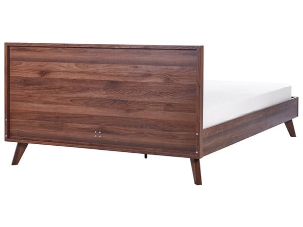Parisänky tumma puu 180 x 200 cm lastulevy rottinkipunos puujalat sälepohja moderni boho