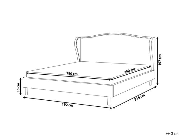 Sort Polstret Seng med Stel 180 x 200 cm med Sengegavl i Glamourøs Stil