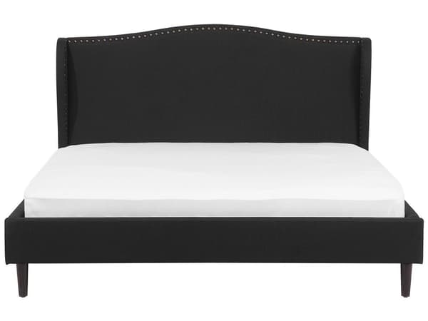 Sort Polstret Seng med Stel 180 x 200 cm med Sengegavl i Glamourøs Stil