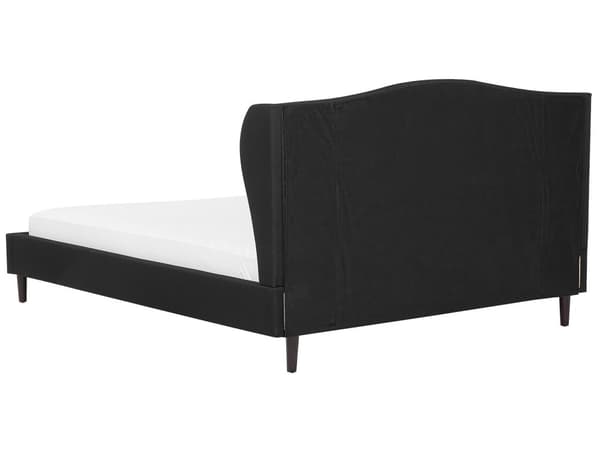 Sort Polstret Seng med Stel 180 x 200 cm med Sengegavl i Glamourøs Stil