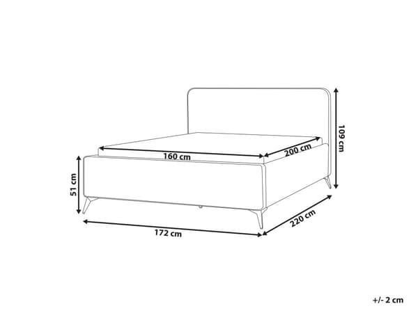 Sänky kermanvalkoinen 160 x 200 cm buklee verhoilu puinen sälepohja metallijalat minimalistinen
