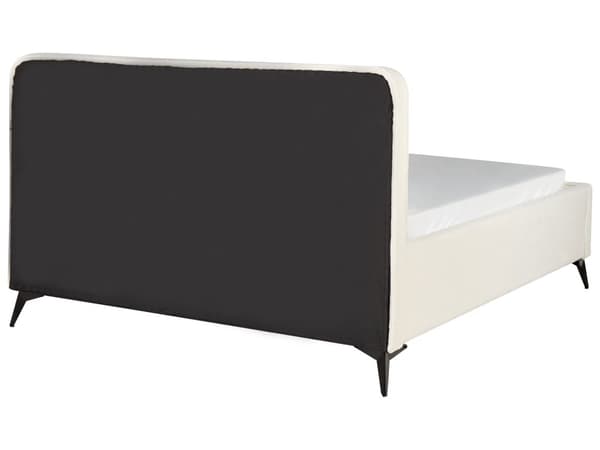 Sänky kermanvalkoinen 160 x 200 cm buklee verhoilu puinen sälepohja metallijalat minimalistinen