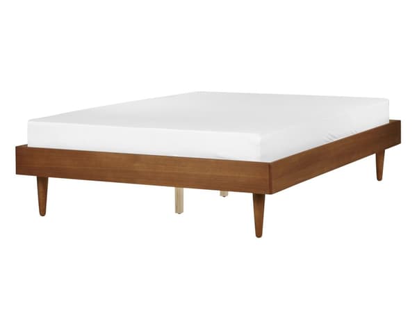 Dobbeltseng Lyst Gummitre 140 x 200 cm Lamellbunn uten Sengegavl Naturlig Rustikk Soverom