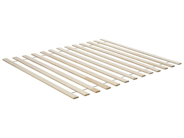 Dobbeltseng Lyst Gummitre med LED 140 x 200 cm Lamellbunn uten Sengegavl Naturlig Rustikk Soverom