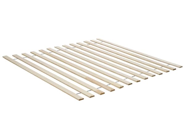 Dobbeltseng Lyst Gummitre med LED 140 x 200 cm Lamellbunn uten Sengegavl Naturlig Rustikk Soverom