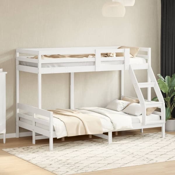 vidaXL køjeseng 90x200/120x200 cm massivt fyrretræ hvid