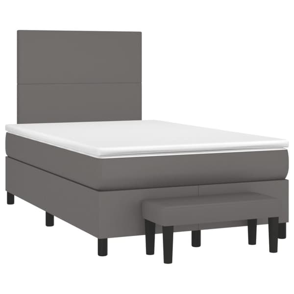 vidaXL kontinentalseng med madras 120x190 cm kunstlæder grå