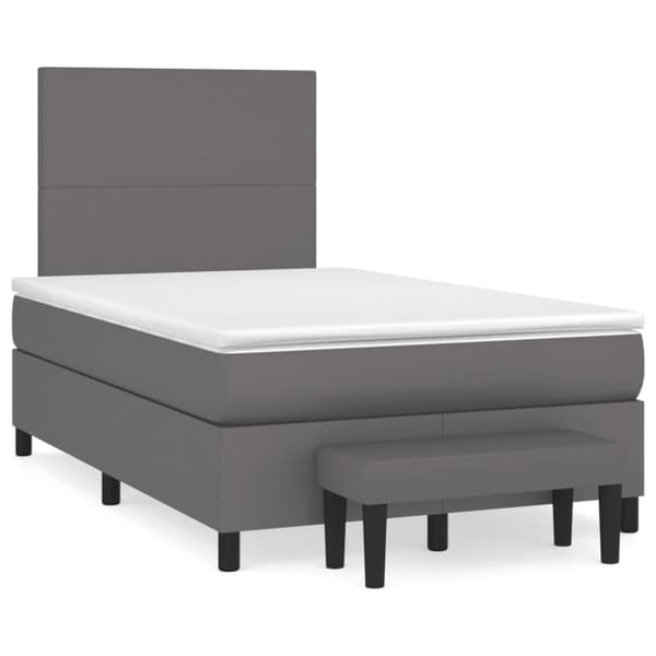 vidaXL kontinentalseng med madras 120x190 cm kunstlæder grå