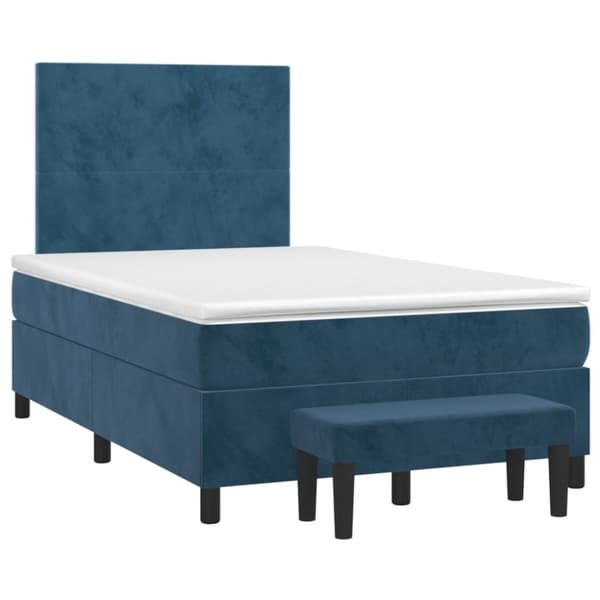vidaXL kontinentalseng med madras 120x190 cm velour mørkeblå
