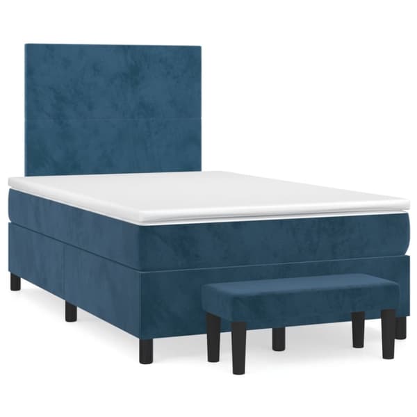 vidaXL kontinentalseng med madras 120x190 cm velour mørkeblå