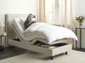 Miniatyrbilde 4 av 11: Elektrisk Seng Lys Beige 80 x 200 cm Fjernkontroll Justerbar Chenille Stoff Polstring