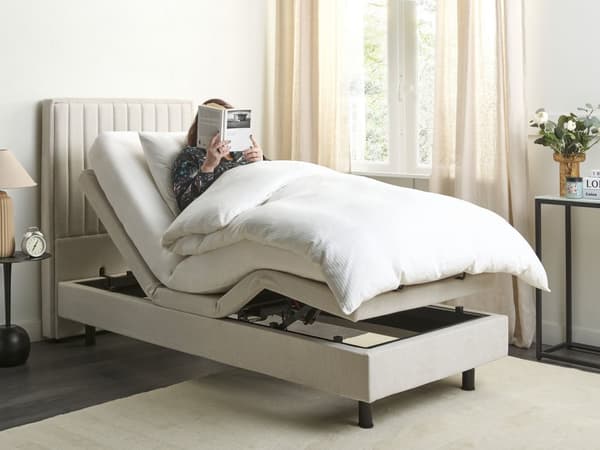 Elektrisk Seng Lys Beige 80 x 200 cm Fjernkontroll Justerbar Chenille Stoff Polstring