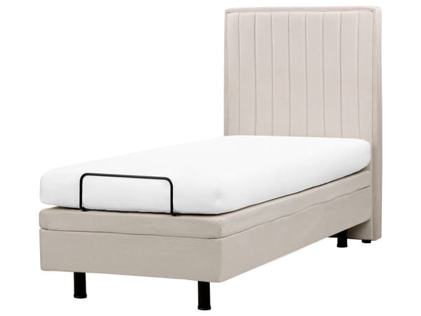 Elektrisk Seng Lys Beige 80 x 200 cm Fjernkontroll Justerbar Chenille Stoff Polstring