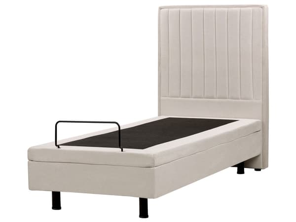 Elektrisk Seng Lys Beige 80 x 200 cm Fjernkontroll Justerbar Chenille Stoff Polstring